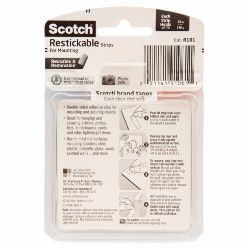 Scotch® Restickable Mounting Strips - Clear Perspective: back