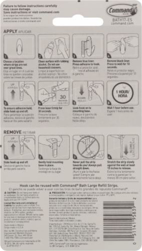 Command™ Damage-Free Large Bath Hook - Frosted Perspective: back