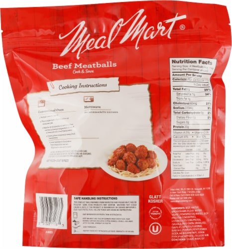 Meal Mart Beef Kosher Meatballs Perspective: back