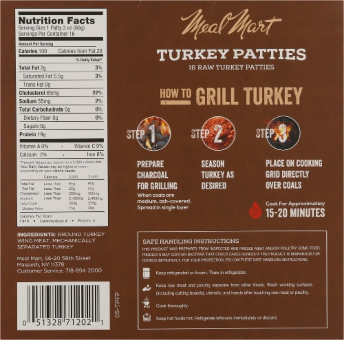 Meal Mart Turkey Patties Perspective: back