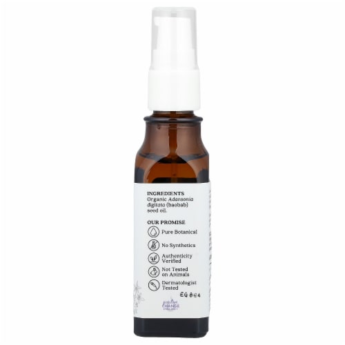 Aura Cacia Baobab, Skin Care Oil, ORGANIC, 1 oz. bottle Perspective: back