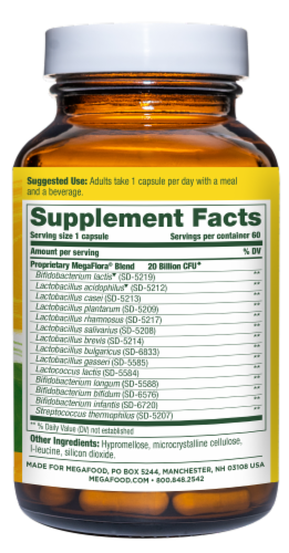 MegaFood® MegaFlora® Probiotic Capsules Perspective: back