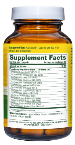 MegaFood® MegaFlora® Probiotic Capsules Perspective: back