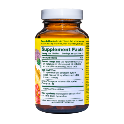 MegaFood® Turmeric Curcumin Extra Strength™ for Liver Tablets Perspective: back