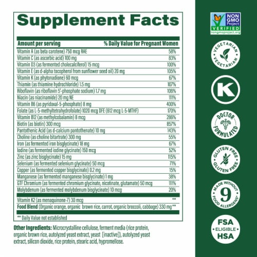 MegaFood® Baby & Me 2 Pre & Post Natal Vitamin Tablets Perspective: back