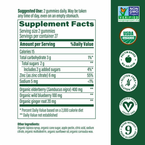 MegaFood Elderberry Immune Support Gummies Perspective: back