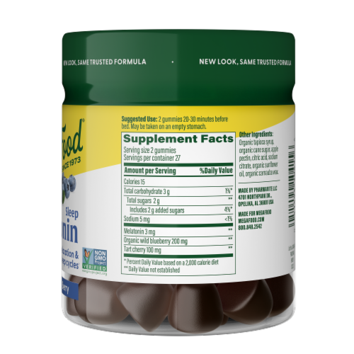 MegaFood® Melatonin Berry Good Sleep® Dietary Supplement Gummies Perspective: back
