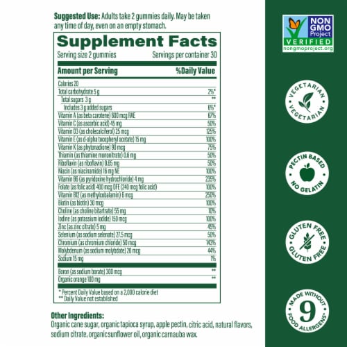 MegaFood Women's Tangerine Multi-Vitamin Gummies Perspective: back