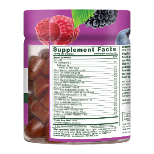 MegaFood® Kids Berrylicious Multi Gummies Perspective: back