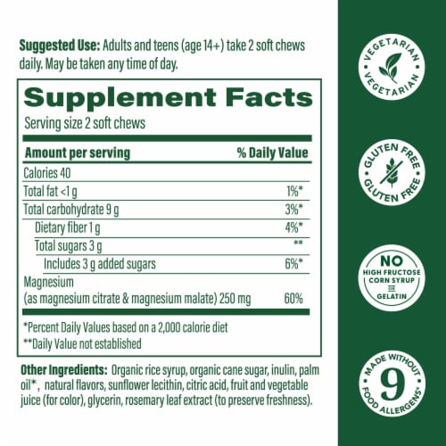MegaFood® Relax + Calm Magnesium Grape Soft Chews Perspective: back