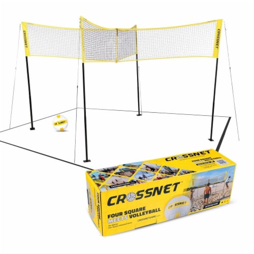 CROSSNET Four Square Volleyball Net and Game Set with Carrying Backpack & Ball Perspective: back