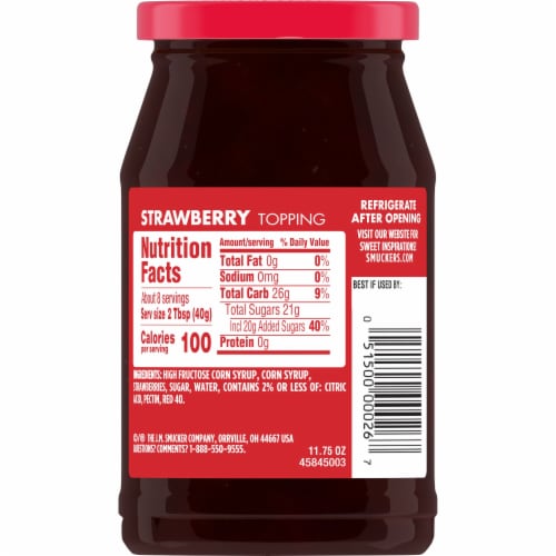 Smucker's® Strawberry Syrup Topping Perspective: back