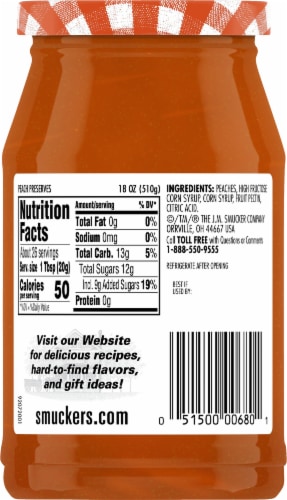 Smucker's Peach Preserves Spread Perspective: back