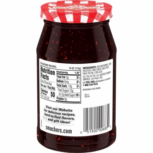 Smucker's® Red Raspberry Preserves Spread Perspective: back
