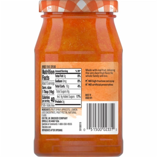 Smucker's® Simply Fruit Apricot Spread Perspective: back