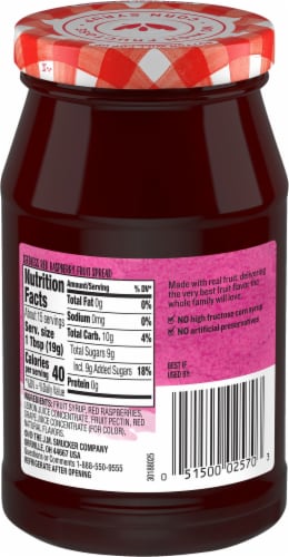 Smucker's® Simply Fruit® Red Raspberry Spread Perspective: back