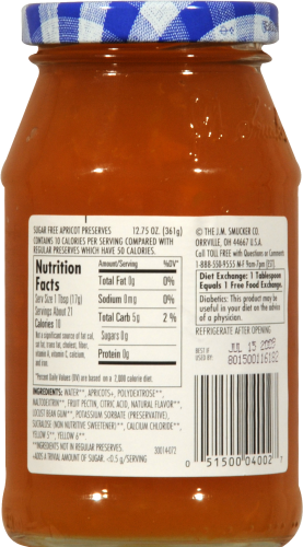 Smucker's Sugar Free Apricot Preserves Spread Perspective: back