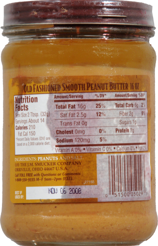 Laura Scudder's All Natural Smooth Old Fashion Peanut Butter Perspective: back