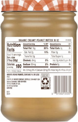 Smucker's® Organic Creamy Peanut Butter Perspective: back