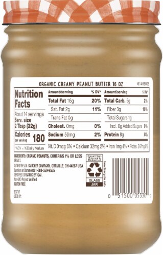Smucker's® Organic Creamy Peanut Butter Perspective: back