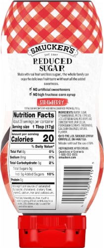 Smucker's Squeeze Reduced Sugar Strawberry Spread Perspective: back