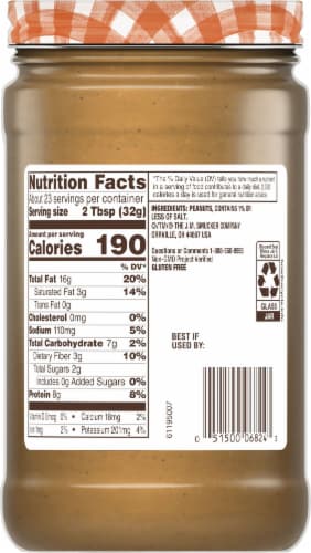 Smucker's Natural Creamy Peanut Butter Perspective: back