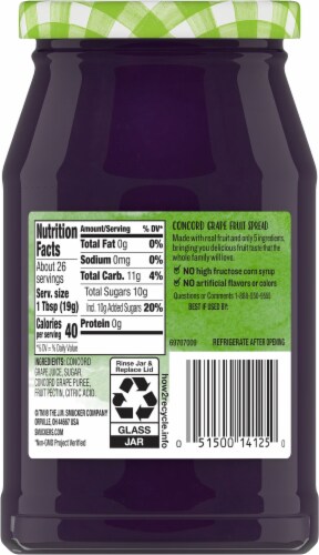 Smucker's® Natural Concord Grape Fruit Spread Perspective: back
