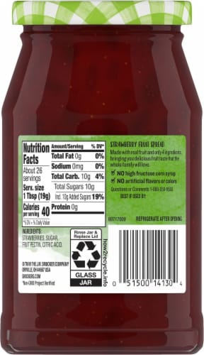 Smucker's® Natural Strawberry Fruit Spread Perspective: back