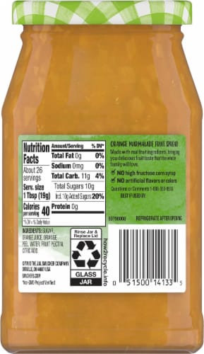 Smucker's Natural Orange Marmalade Fruit Spread Perspective: back
