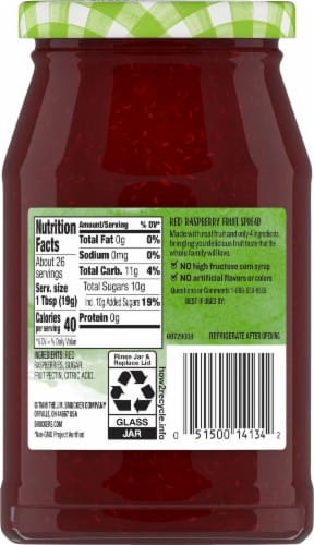 Smucker's Natural Red Raspberry Fruit Spread Perspective: back