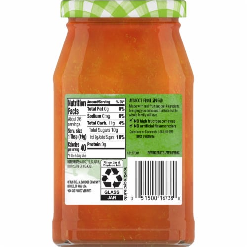 Smucker's Natural Apricot Fruit Spread Perspective: back