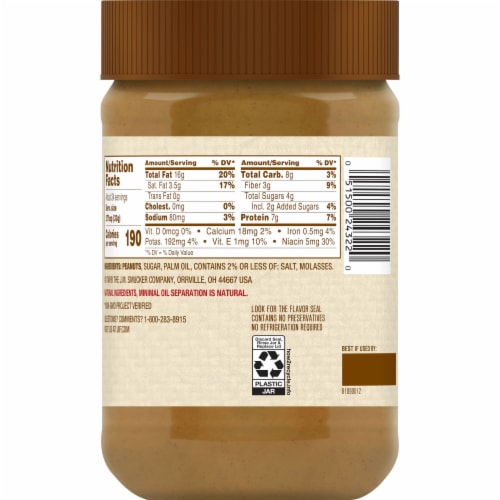 Jif® Natural Creamy Low Sodium Peanut Butter Spread Perspective: back