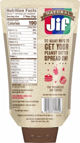 Jif® Natural Creamy Peanut Butter Spread Perspective: back