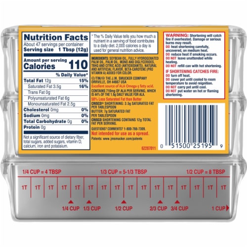 Crisco® Butter Flavor Shortening Sticks Perspective: back