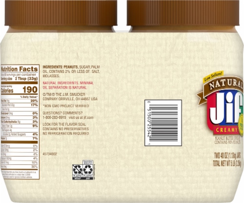 Jif® Natural Creamy Peanut Butter Twin Pack Perspective: back