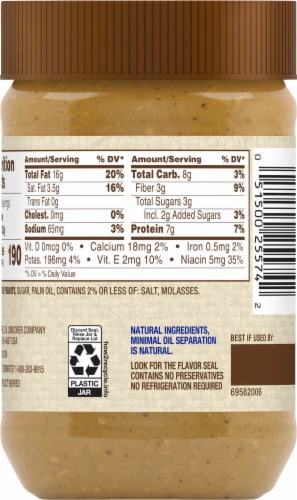 Jif® Natural Crunchy Peanut Butter Spread Perspective: back