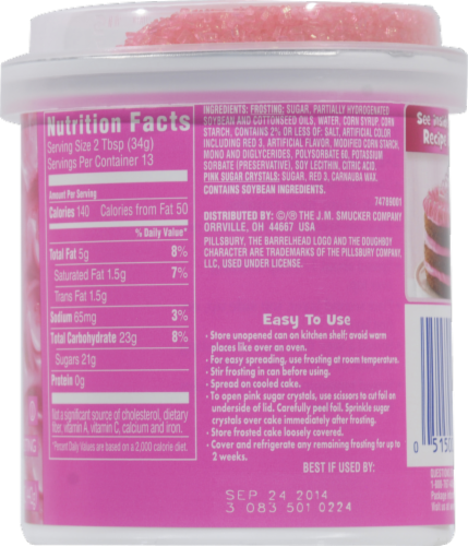 Pillsbury Hot Pink Vanilla Funfetti Frosting Perspective: back