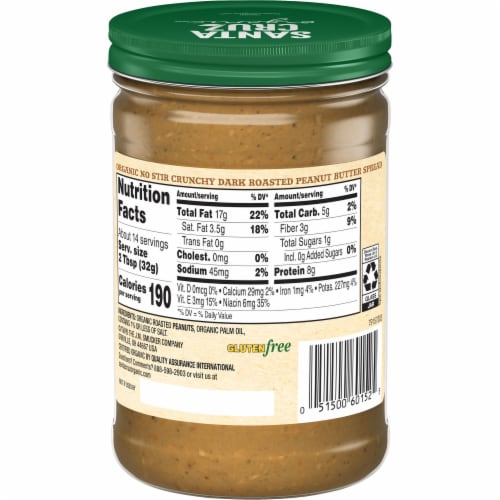 Santa Cruz Organic® No Stir Dark Roasted Crunchy Peanut Butter Perspective: back