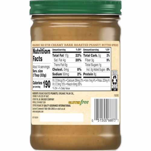 Santa Cruz Organic® No Stir Dark Roaster Creamy Peanut Butter Perspective: back