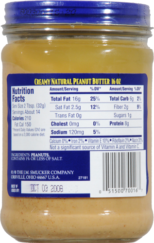 Adams® 100% Natural Creamy Peanut Butter Perspective: back