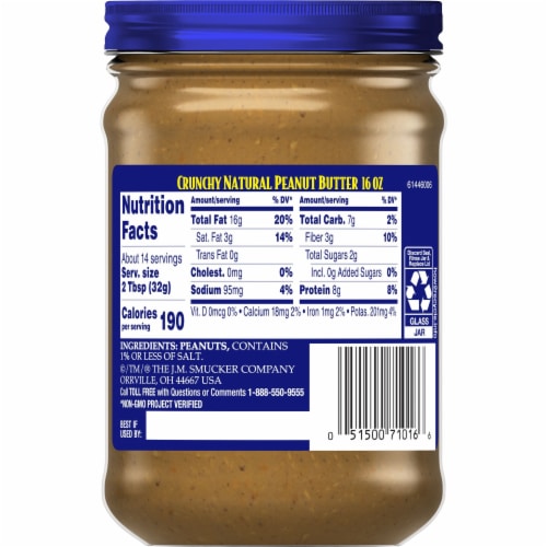 Adams Natural Crunchy Peanut Butter Perspective: back