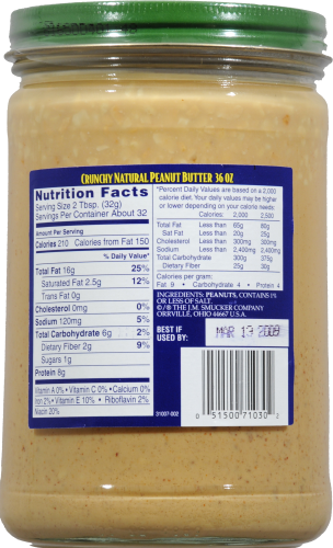 Adam's 100% Natural Crunchy Peanut Butter Perspective: back