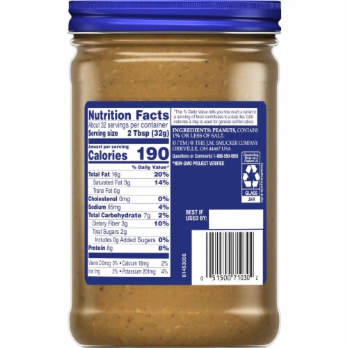 Adams Natural Crunchy Peanut Butter Perspective: back