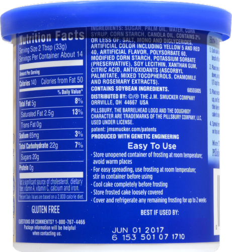 Pillsbury Creamy Supreme Cream Cheese Frosting Perspective: back