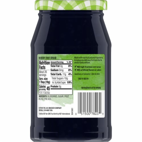 Smucker's Natural Blueberry Fruit Spread Perspective: back