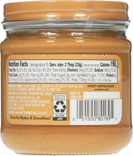 Smuckers® Peanut Butter Flavored Topping Perspective: back