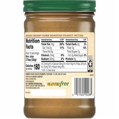 Santa Cruz Organic® Dark Roasted Creamy Peanut Butter Perspective: back