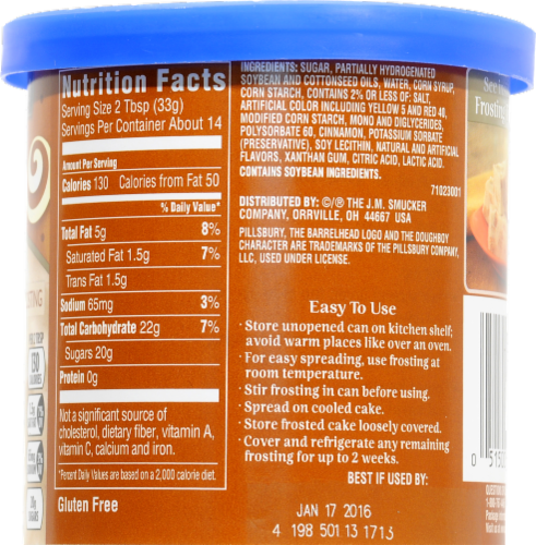 Pillsbury Creamy Supreme Cinnamon Bun Frosting Perspective: back