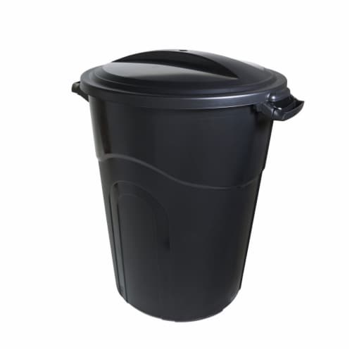 United Solutions Indoor Outdoor 32 Gal. Garbage Can w/ Lock Lid, Black (6 Pack) Perspective: back