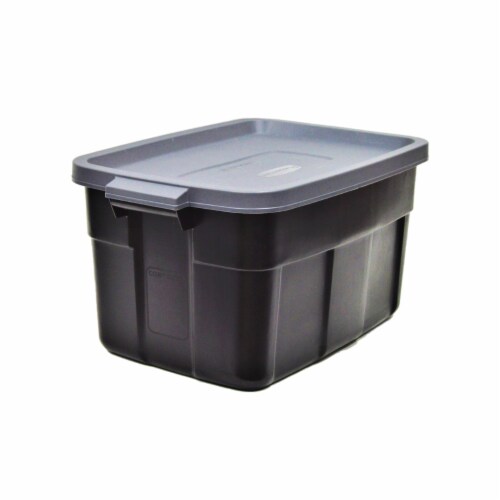 Rubbermaid Roughneck Tote Storage Container - Black/Cool Gray Perspective: back